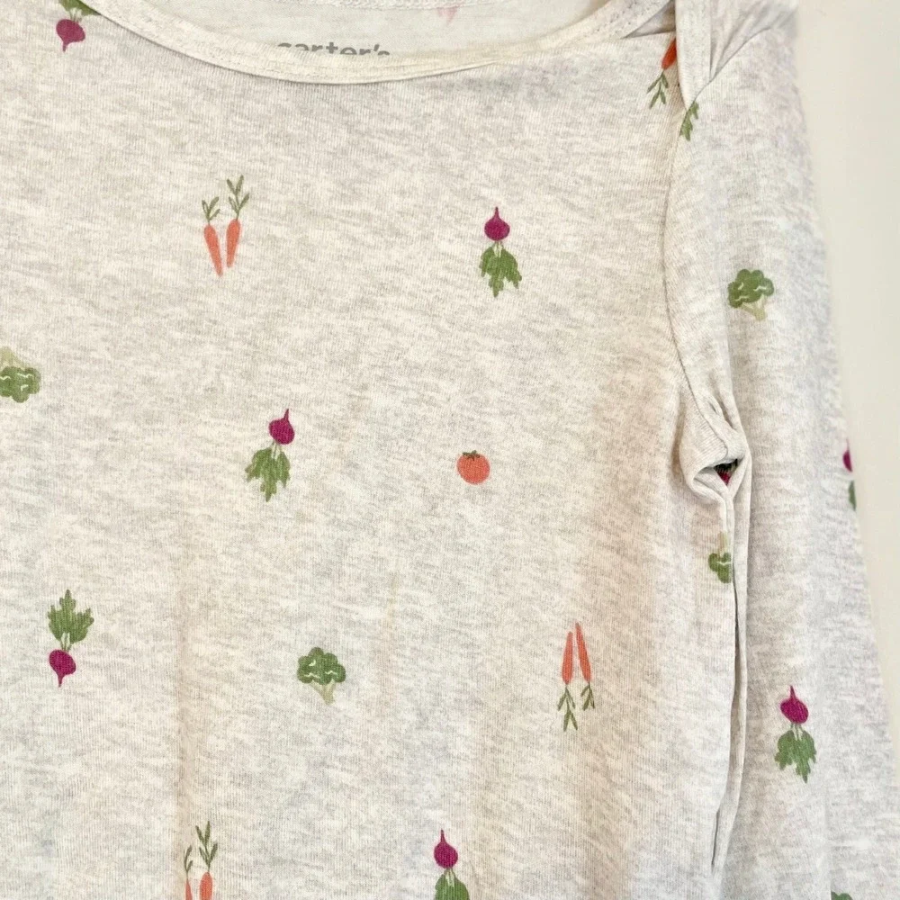 Carter's Just One‎ You Baby 12M Vegetable Print Pajama Set Gray 2pc NWT